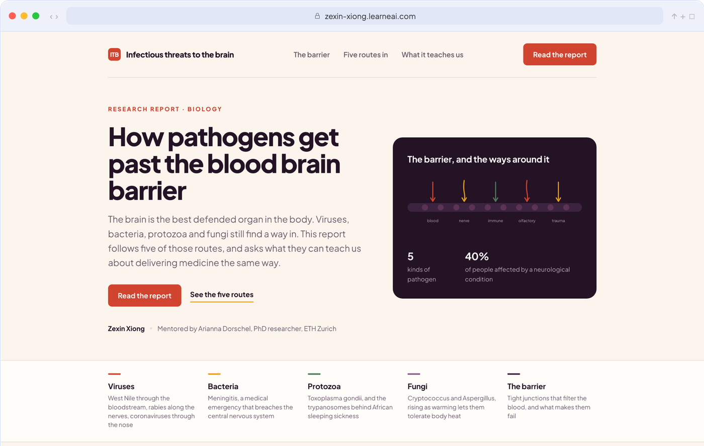 The project's own website open in a browser
